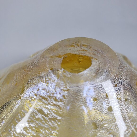 Small Ruffled 6 Lobed Golden Cased Art Glass Bowl with Silver Aventurine Flecks - Picture 9 of 10